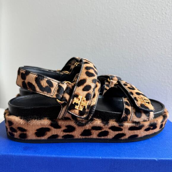 Tory Burch Kira Sport Double Strap Platform Sandal Leopard Size 8 - Picture 3 of 13